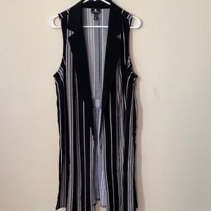 Love & Legend Black and White Striped Open Vest